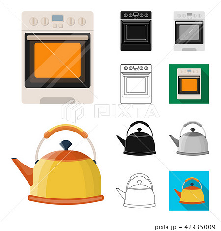 Kitchen equipment cartoon,black,flat,monochrome,outline icons in set collection for design. Kitchen 42935009