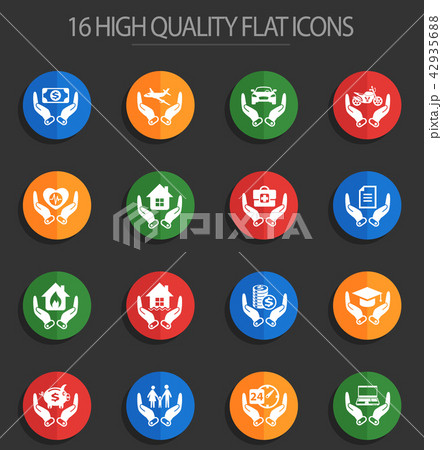 insurance 16 flat icons 42935688