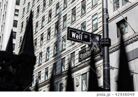 Wall St. street sign in lower Manhattan, New York City. Wall St. street sign in lower Manhattan, New York City. 42936049