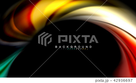 Fluid colors abstract background, twisted liquid design on black, colorful marble or plastic wave 42936697