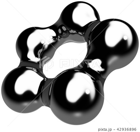 Cg 3d イラスト 立体 メタ形状 5つの球体 金属 メタリックのイラスト素材