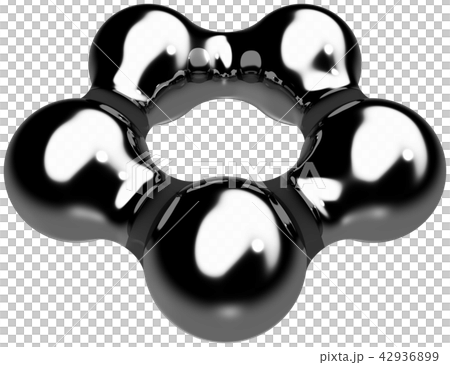 Cg 3d イラスト 立体 メタ形状 5つの球体 金属 メタリックのイラスト素材