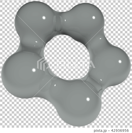 CG　3D　イラスト　立体　メタ形状　5つの球体　ガラス 42936956