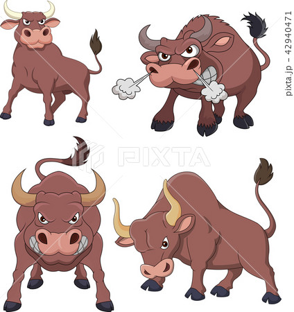 Cartoon angry bull collection set 42940471
