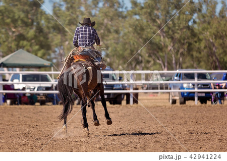 Cowboy Riding A Bucking Horse 42941224