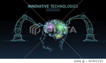 Low poly robot android brain machine learning. Innovation technology artificial intelligence human 42942201