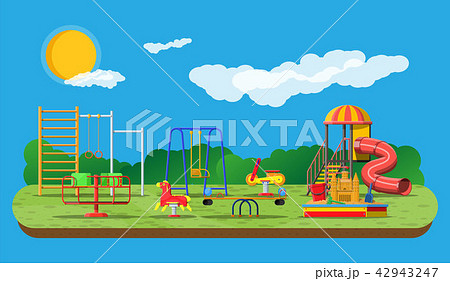 Kids playground kindergarten panorama 42943247