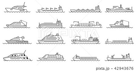 Set of sea ships. Liner, cargo, yachts, tanker. Set of sea ships. Liner, cargo, yachts, tanker. 42943676