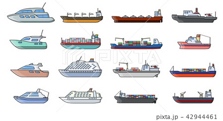 Set of sea ships. Liner, cargo, yachts, tanker. Set of sea ships. Liner, cargo, yachts, tanker. 42944461