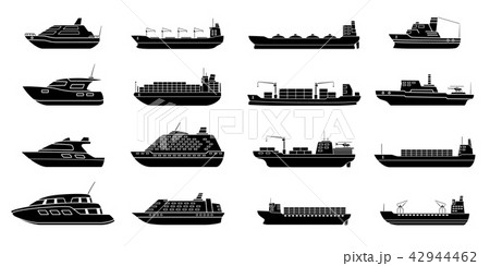 Set of sea ships. Liner, cargo, yachts, tanker. Set of sea ships. Liner, cargo, yachts, tanker. 42944462