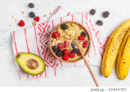 Smoothie bowl with berries. Smoothie bowl with berries. 42944707
