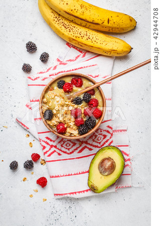 Smoothie bowl with berries. Vegan ice cream  42944708