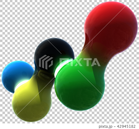 CG　3D　イラスト　立体　メタ形状　5つの球体　5色　オリンピックイメージ　切り抜き 42945182