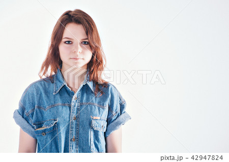 portrait: Face of woman on a white background portrait: Face of woman on a white background 42947824
