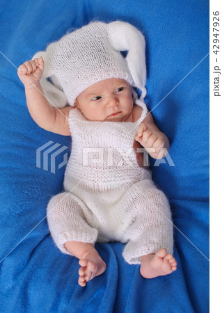 portrait of newborn baby in a hat with ears 42947926