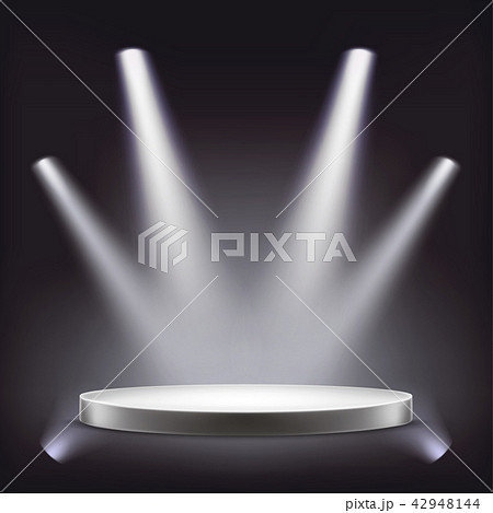 Stage, empty round podium illuminated by spotlights 42948144