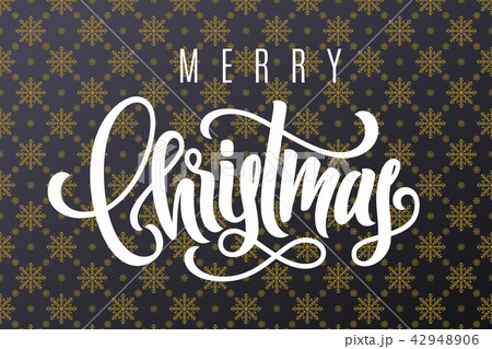 Holiday card with hand lettering Merry Christmas 42948906