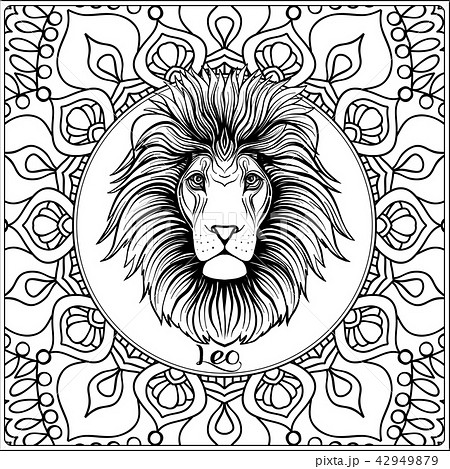Decorative zodiac sign on pattern background. Decorative zodiac sign on pattern background. 42949879