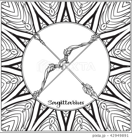 Decorative zodiac sign on pattern background. Decorative zodiac sign on pattern background. 42949891