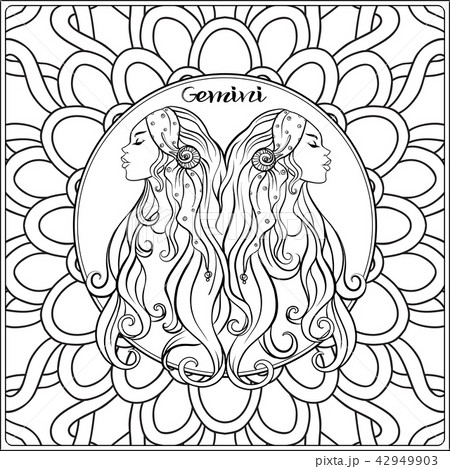 Decorative zodiac sign on pattern background. Decorative zodiac sign on pattern background. 42949903