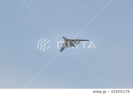 Kazan, Russian Federation - August 2018, - military aircraft flying in the sky over the city of Kazan, Russian Federation - August 2018, - military aircraft flying in the sky over the city of 42950176