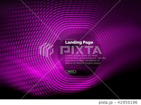 Neon glowing techno hexagon shape lines, hi-tech futuristic abstract background, landing page 42950196