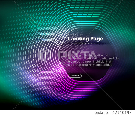 Neon glowing techno hexagon shape lines, hi-tech futuristic abstract background, landing page 42950197