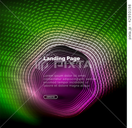 Neon glowing techno hexagon shape lines, hi-tech futuristic abstract background, landing page 42950198