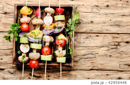 Vegetables grilled skewers Vegetables grilled skewers 42950446