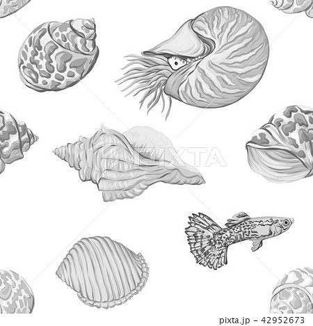 Sea world seamless pattern, background with fish 42952673