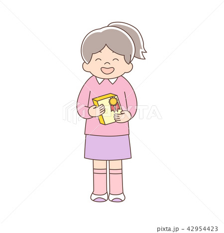 プレゼント 全身 幼児5歳女の子のイラスト素材