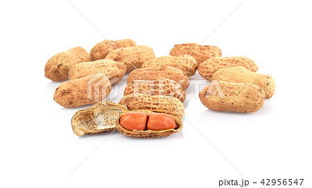 Peanuts, nuts in shells on white background. 42956547
