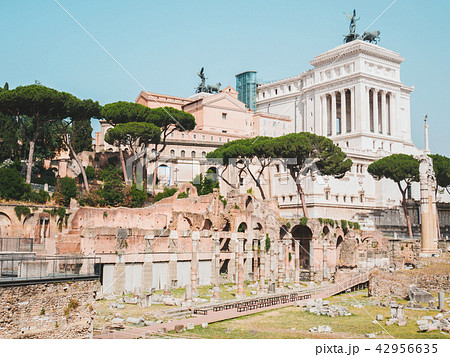 Image of Roman Forum in Rome, Italy. Ruins from ancient empire buildings. 42956635