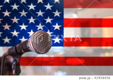 Microphone on USA flag Microphone on USA flag 42958456
