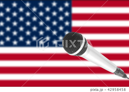 Microphone on USA flag 42958458