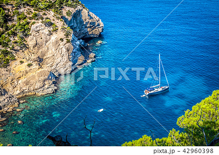 Cala Tarida in Ibiza beach San Jose at Balearic Cala Tarida in Ibiza beach San Jose at Balearic 42960398