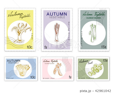 Post Stamps Set of Autumn Vegetables 42961042