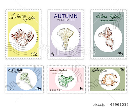 Post Stamps Set of Autumn Vegetables Post Stamps Set of Autumn Vegetables 42961052