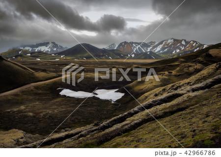 Landmannalaugar in cloudy day ,Iceland Summer. 42966786