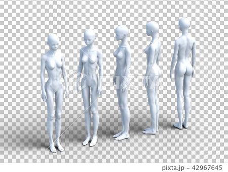 女性　ポーズ　ヌード　白　perming3DCG イラスト素材 42967645