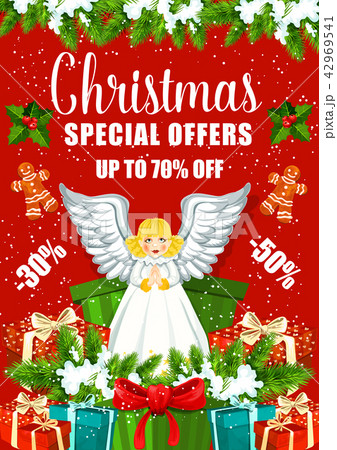 Christmas sale poster with Xmas gift and present 42969541