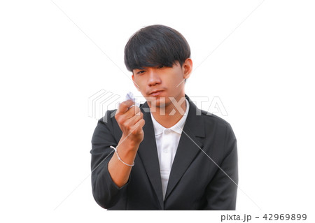 businessman wearing suit with crumpled piece businessman wearing suit with crumpled piece 42969899