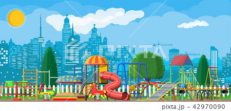 Kids playground kindergarten panorama Kids playground kindergarten panorama 42970090