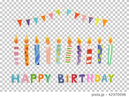 Happy Birthday Garland Candle Stock Illustration 42970096 Pixta