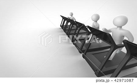 ランニングマシーンと走る人　複数　左コピースペース 42971087