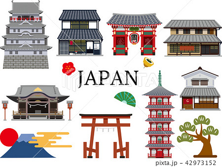 日本建築 插圖素材 圖庫