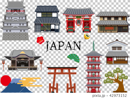 日本建物のイラスト素材