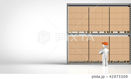 物流倉庫で働く検査員　左コピースペース 42973309