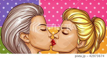 Vector women kissing each other, lesbian love 42973674