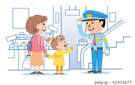 男性警備員　買い物客　イラスト　 42973677